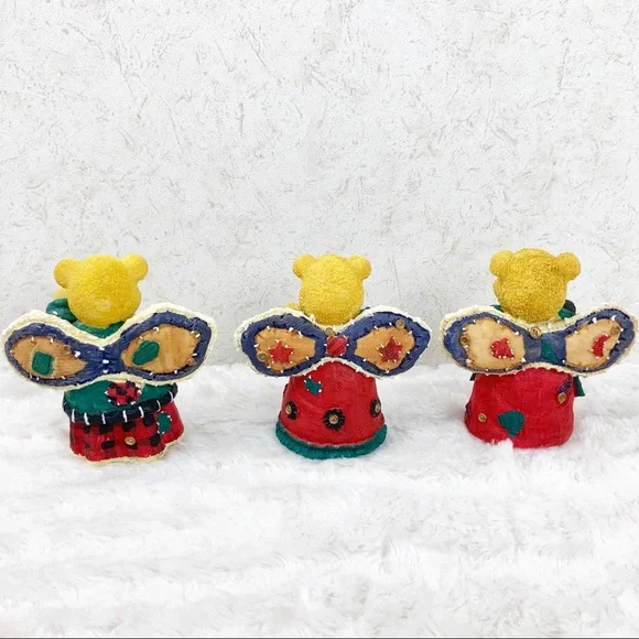 Vintage Dolgencorp joy angel Christmas bear figures patchwork holiday - Picture 6 of 13